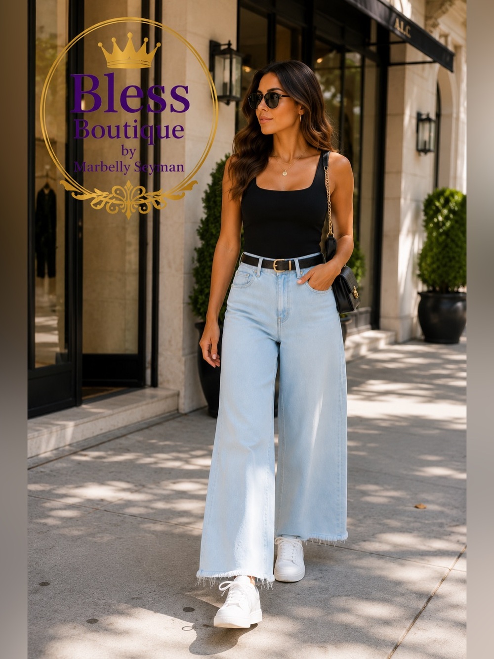 High-Waist Wide Leg Light Blue Jeans - Women's S